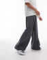 Фото #4 товара Topman smart drape wide leg trousers trouser in charcoal