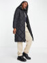 Фото #4 товара New Look longline diamond quilted padded coat in black