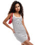 Calvin Klein Jeans rib tank mini dress in white stripe