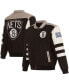 Фото #2 товара Men's Black Brooklyn Nets Stripe Colorblock Nylon Reversible Full-Snap Jacket