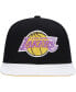 Фото #2 товара Men's Black, White Los Angeles Lakers Hardwood Classics Wear Away Visor Snapback Hat
