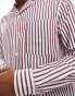 Фото #4 товара ASOS DESIGN boxy relaxed revere shirt in burgundy and pink stripe