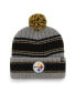 Фото #3 товара Men's Graphite Pittsburgh Steelers Rexford Cuffed Knit Hat with Pom
