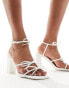 Public Desire mid heeled sandal with bows in white PU weiß, 38 - фото #1