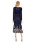 Фото #2 товара Women's Long Sleeve Faux Wrap Embellished Tea Length Dress