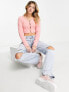 Miss Selfridge super lash cardi with button detail in pink M - фото #7