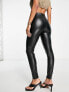 Vila leather look leggings in black