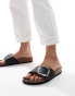 Birkenstock Madrid big buckle sandals in black nubuck leather