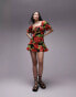 Фото #6 товара Topshop ruffle tea dress with raw seams in red floral print
