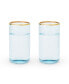 Фото #2 товара Aqua Bubble Gold Rim Glass Tumblers, Set of 2, 16 Oz