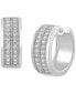 ფოტო #4 პროდუქტის Diamond Double Row Small Huggie Hoop Earrings (1/2 ct. t.w.) in 18k Gold-Plated Sterling Silver or Sterling Silver, 15mm