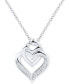 ფოტო #1 პროდუქტის Diamond Mother & Child Interlocking Heart Pendant Necklace (1/10 ct. t.w.) in Sterling Silver