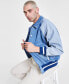 Фото #3 товара Men's Coastal Colorblocked Denim Varsity Jacket, Created for Macy's