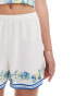 Фото #3 товара Abercrombie & Fitch co-ord satin printed shorts in white