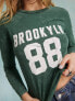 Фото #5 товара Miss Selfridge Brooklyn graphic long sleeve t-shirt in washed green