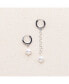 18K Platinum Plated Brass with Large Freshwater Pearls Mismatch Style - Suki Earrings For Women
