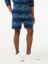 Фото #1 товара Free Assembly Shorts Men's Medium Blue Striped Cotton French Terry Elastic Waist