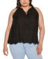 ფოტო #1 პროდუქტის Black Label Plus Size Embroidered Hem Sleeveless Top