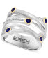 ფოტო #1 პროდუქტის EFFY® Sapphire (3/8 ct. t.w.) & Diamond (1/20 ct. t.w.) Multirow Statement Ring in Sterling Silver and 18k Gold
