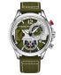 ფოტო #1 პროდუქტის Men's Chronograph Green Genuine Fabric Covered Leather Strap Watch 45mm