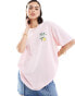 Levi's oversized colour block t-shirt with lemon logo in pink