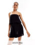 Фото #1 товара ASOS DESIGN Tall floaty crinkle bandeau beach playsuit in black