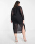 Фото #4 товара Violet Romance Plus mesh cut out midi dress in black