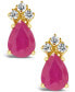 Фото #3 товара Ruby (1-9/10 ct. t.w.) and Diamond (1/8 ct. t.w.) Stud Earrings in 14k Yellow Gold