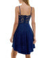 Juniors' Plunge-Neck High-Low Hem Skater Dress