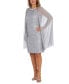 Фото #3 товара Women's Sequinned Lace Dress With Chiffon Cape