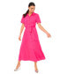 ფოტო #1 პროდუქტის Women's Short-Sleeve Belted Midi Shirtdress