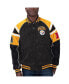 Фото #1 товара Men's Black Pittsburgh Steelers Faux Suede Raglan Full-Zip Varsity Jacket