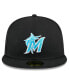 Фото #3 товара Men's Black Miami Marlins 2024 Father's Day 59FIFTY Fitted Hat