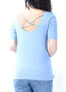 American Living Womens Low Back Short Sleeve Top Blue M