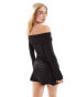 Фото #3 товара ASOS DESIGN bow front bardot mini dress in black