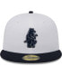 ფოტო #2 პროდუქტის Men's White, Navy Chicago Cubs Optic 59FIFTY Fitted Hat