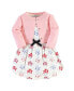 Фото #2 товара Baby Girls Baby Organic Cotton Dress and Cardigan 2pc Set, Floral Dot