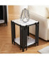 Фото #6 товара Modern Marbled Side Table with Storage Shelves, Easy Assembly, Black