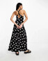 ASOS DESIGN scoop twist back midi dress in black and white spot