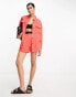 ASOS DESIGN utility suit shirt with linen in coral