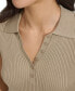 ფოტო #2 პროდუქტის Women's Ribbed Short-Sleeve Polo Shirt