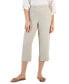 Фото #1 товара Women's 100% Linen Solid Cropped Pull-On Pants, Created for Macy's