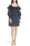 Фото #2 товара Rebecca Taylor 243172 Women's Francine Cold Shoulder Dress Navy Combo Size 0
