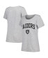 ფოტო #1 პროდუქტის Women's Heather Gray Las Vegas Raiders Plus Size Arch Over Logo T-shirt