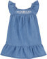 Toddler Embroidered Chambray Dress 2T