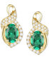 ფოტო #3 პროდუქტის Lab-Grown Emerald (3/4 ct. t.w.) & Lab-Grown White Sapphire (1/6 ct. t.w.) Oval Swirl Stud Earrings in 14k Gold-Plated Sterling Silver