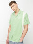 Фото #1 товара Sergio Tacchini Tano revere shirt in green and cream stripe