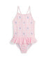 Фото #1 товара Toddler and Little Girls Polo Pony Ruffled Round Neck One-Piece Swimsuit
