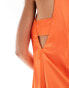 Фото #3 товара ASOS DESIGN Tall satin shift mini dress with tab sides in vivid orange