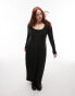 Фото #1 товара Topshop Curve super soft long sleeve shaping midi dress in black